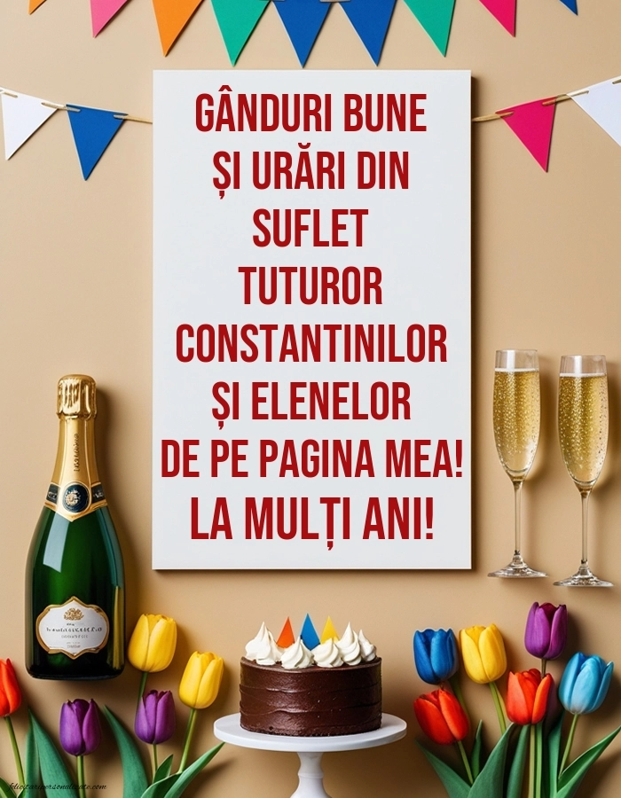 Imagini cu urări de Sfinții Constantin și Elena: Șampanie și tort