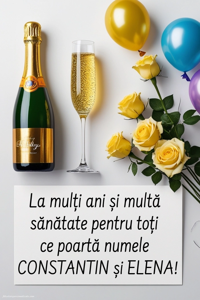 Poze cu mesaje de Sf. Constantin și Elena: Șampanie și flori