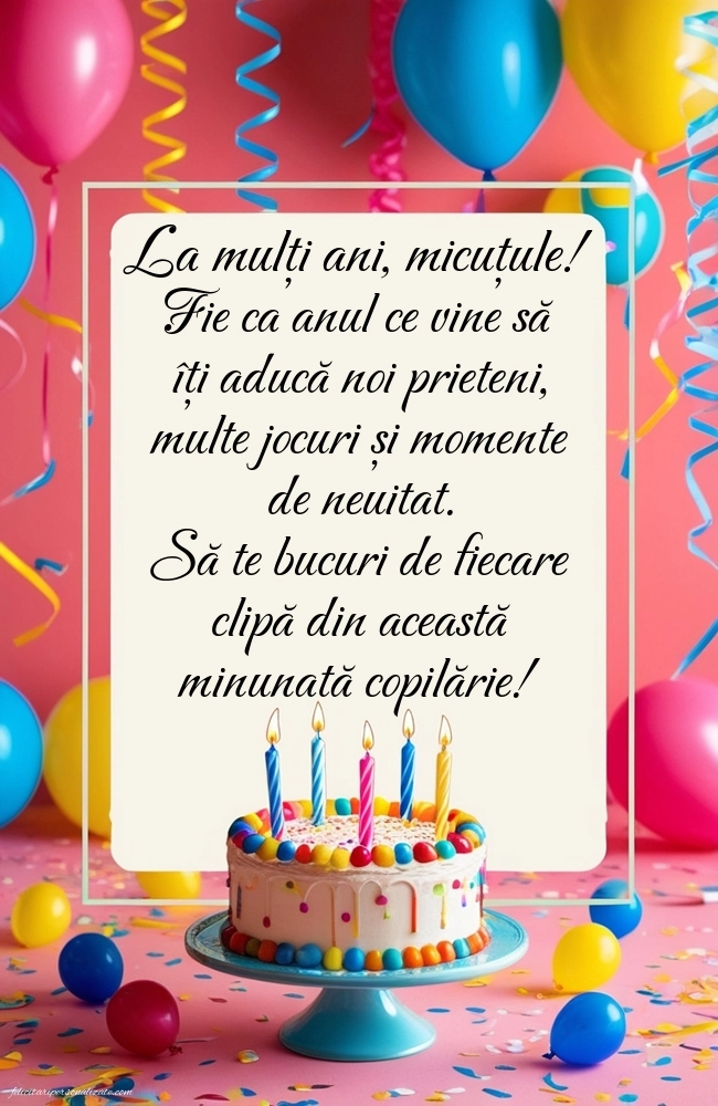 Felicitări și Imagini de Ziua de Naștere pentru Copii: Baloane și Tort