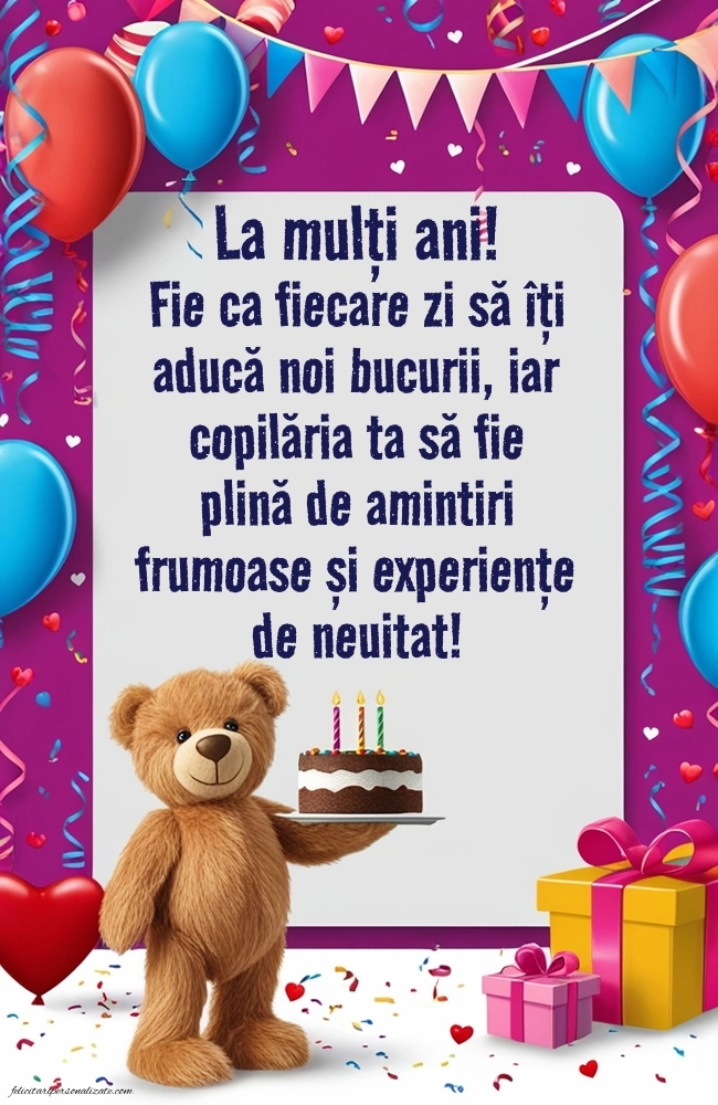 Imagini de Ziua de Naștere pentru Finuț: Ursuleț și tort