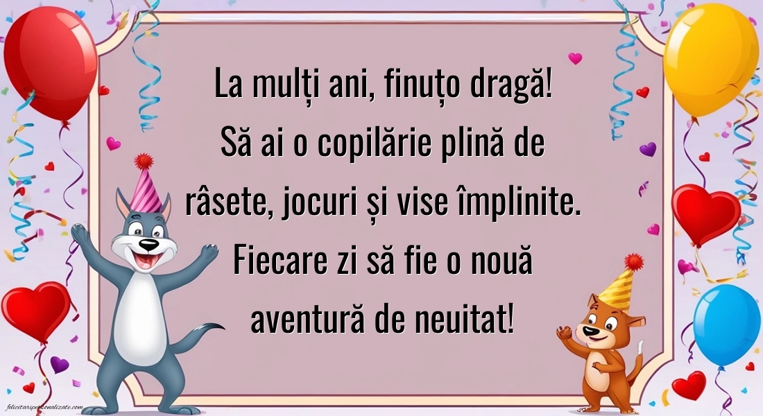 Felicitări frumoase de Ziua de Naștere pentru Finuță: Animale