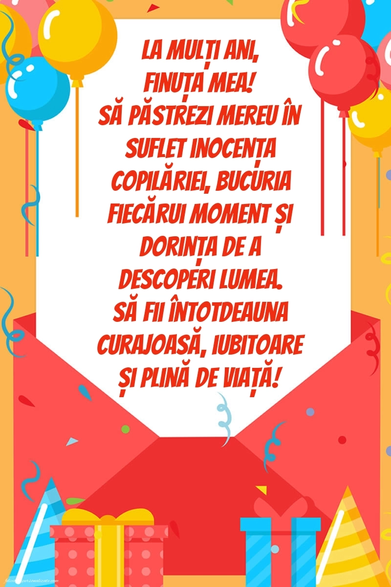 Felicitări frumoase de Ziua de Naștere pentru Finuță: Baloane și Cadouri