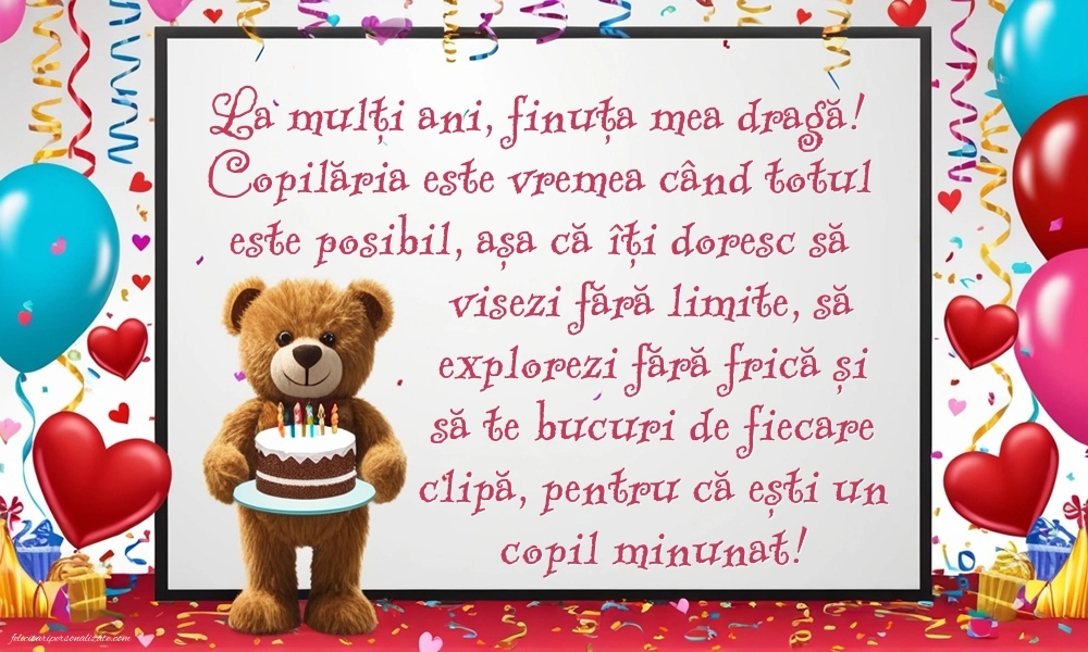 Imagini La Mulți Ani Finuța mea: Ursuleț și tort