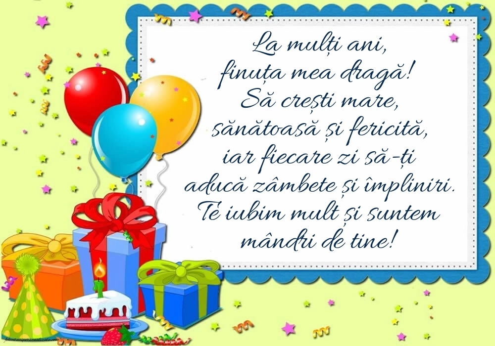 Felicitări frumoase de Ziua de Naștere pentru Finuță: Baloane și Cadouri