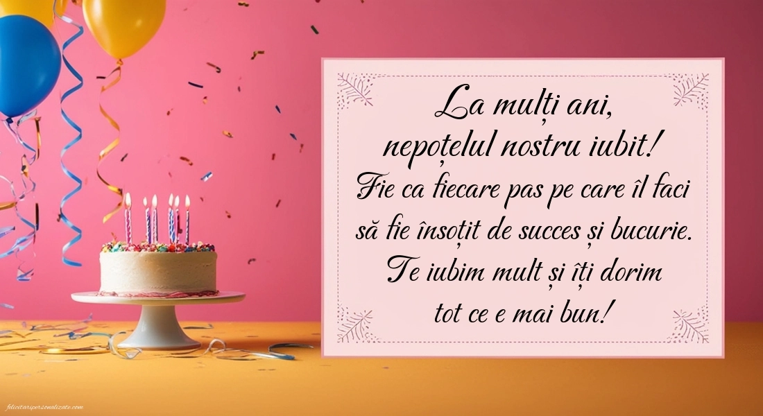 Imagini de La Mulți Ani pentru Nepoțelul meu: Baloane și Tort