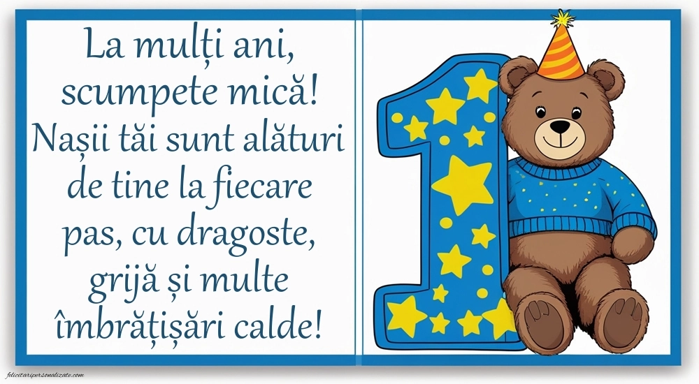 Imagini cu felicitări de LA MULȚI ANI pentru Finuțul tău de 1 an: Ursuleț