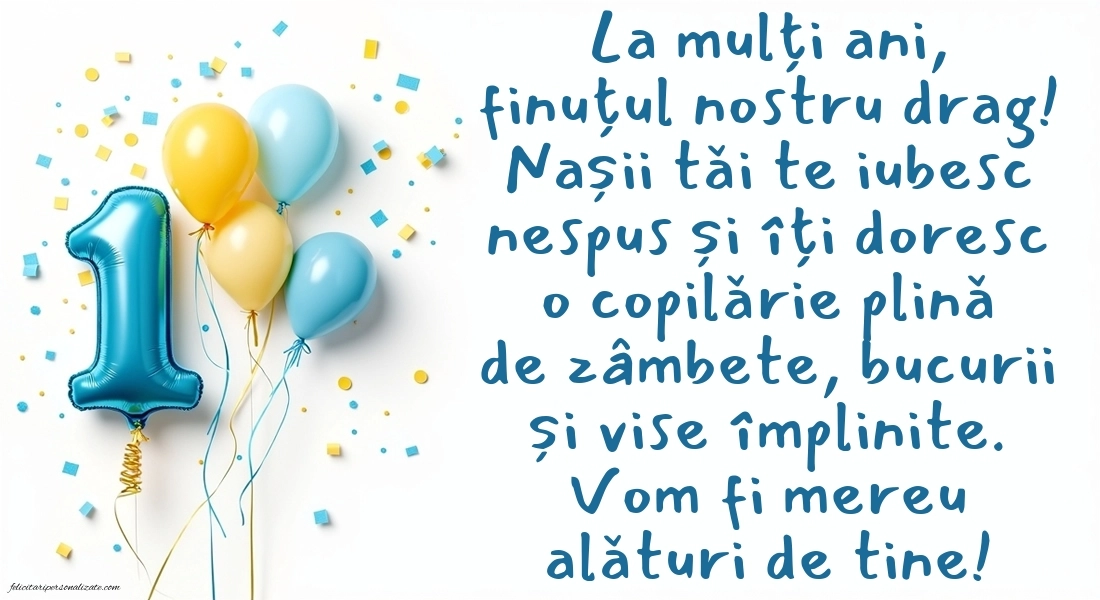 Imagini cu felicitări de LA MULȚI ANI pentru Finuțul tău de 1 an: Baloane