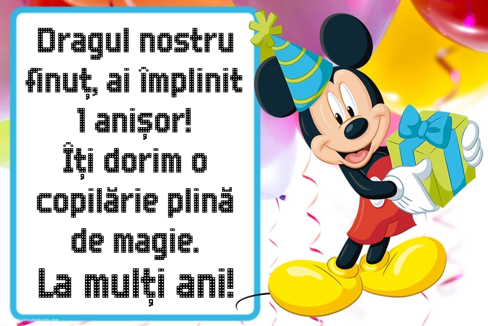 Imagini cu felicitări de LA MULȚI ANI pentru Finuțul tău de 1 an: Mickey Mouse