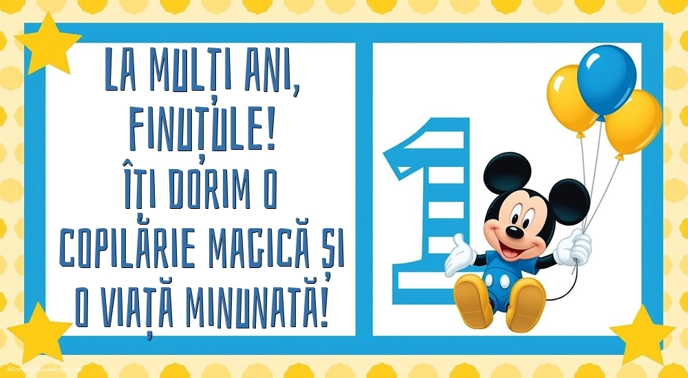 Imagini cu felicitări de LA MULȚI ANI pentru Finuțul tău de 1 an: Mickey Mouse