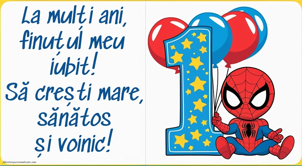 Imagini cu felicitări de LA MULȚI ANI pentru Finuțul tău de 1 an: Spiderman