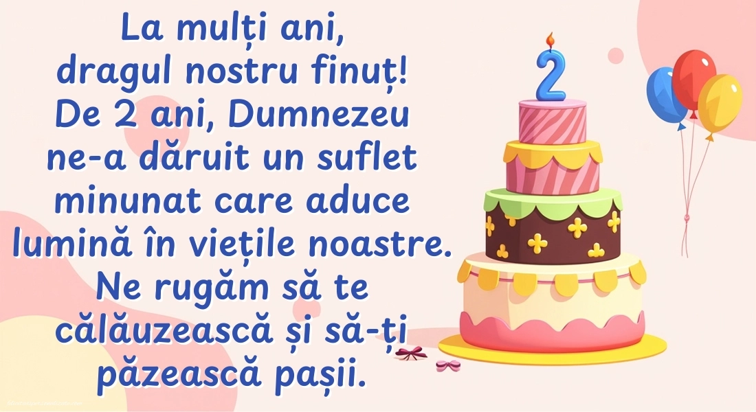 Imagini cu felicitări de LA MULȚI ANI pentru Finuțul tău de 2 ani: Tort