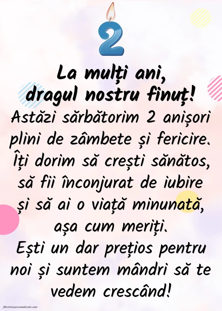 Imagini cu felicitări de LA MULȚI ANI pentru Finuțul tău de 2 ani: Lumânări