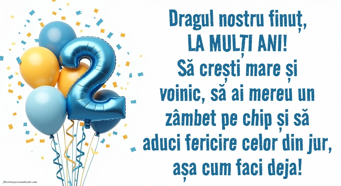 Imagini cu felicitări de LA MULȚI ANI pentru Finuțul tău de 2 ani: Baloane