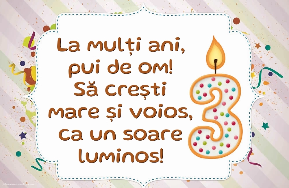 Imagini cu felicitări de LA MULȚI ANI pentru Finuțul tău de 3 ani: Lumânări