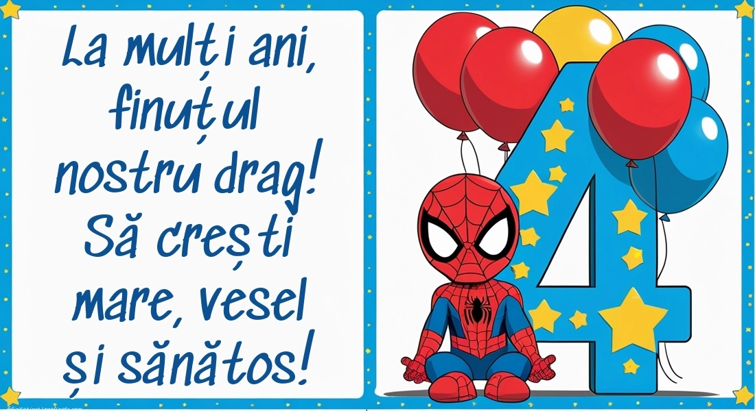 Imagini cu felicitări de LA MULȚI ANI pentru Finuțul tău de 4 ani: Spiderman