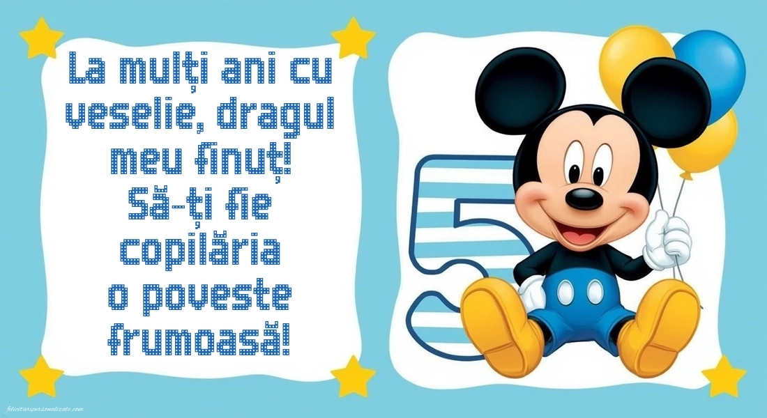 Imagini cu felicitări de LA MULȚI ANI pentru Finuțul tău de 5 ani: Mickey Mouse