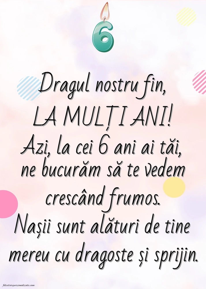 Imagini cu felicitări de LA MULȚI ANI pentru Finuțul tău de 6 ani: Lumânări