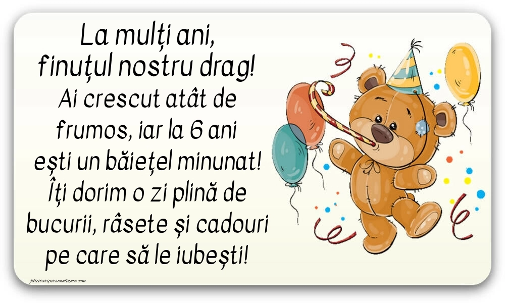 Imagini cu felicitări de LA MULȚI ANI pentru Finuțul tău de 6 ani: Baloane