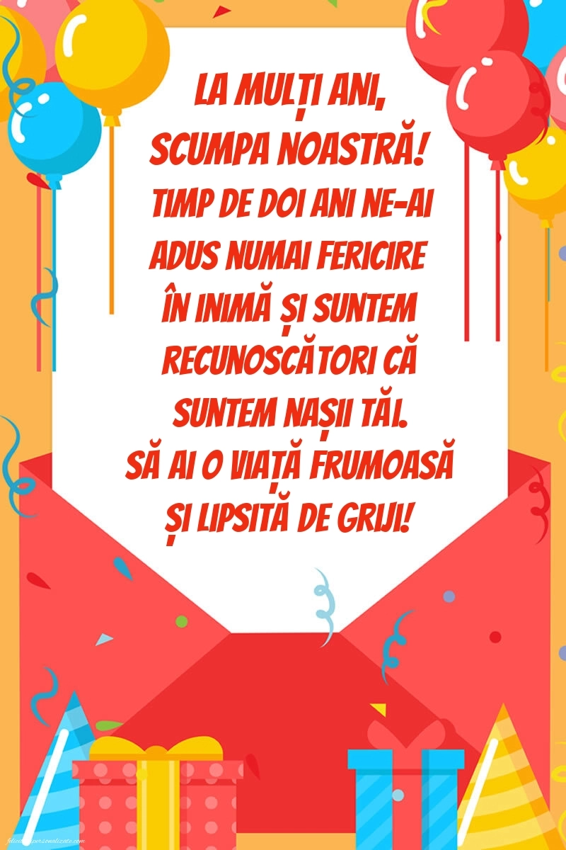 Imagini cu felicitări de LA MULȚI ANI pentru Finuța ta de 2 anișori: Baloane și Cadouri