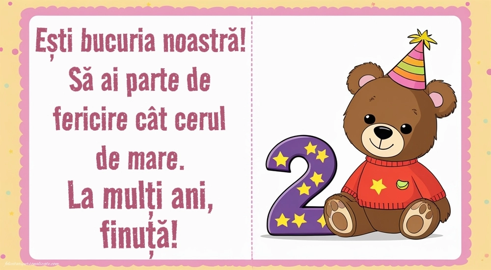 Imagini cu felicitări de LA MULȚI ANI pentru Finuța ta de 2 anișori: Ursuleț