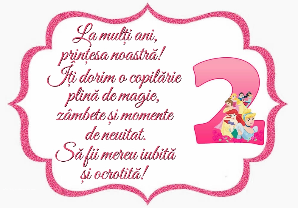 Imagini cu felicitări de LA MULȚI ANI pentru Finuța ta de 2 anișori: Prințese