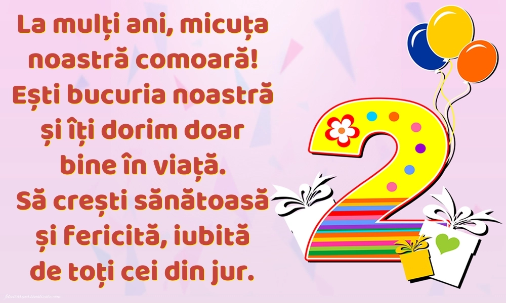 Imagini cu felicitări de LA MULȚI ANI pentru Finuța ta de 2 anișori: Baloane și Cadouri