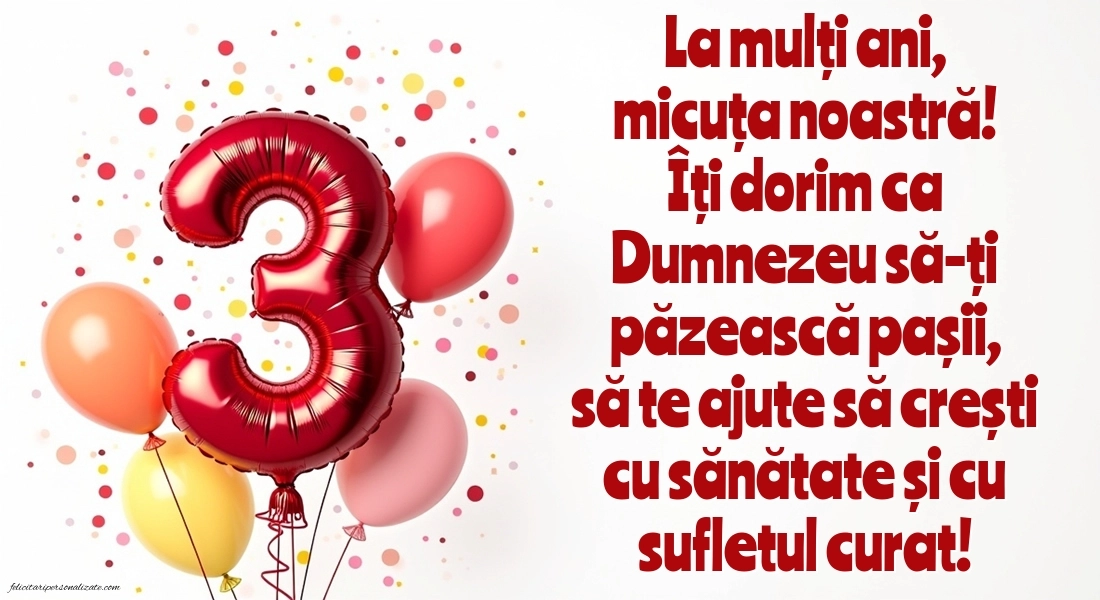 Imagini cu felicitări de LA MULȚI ANI pentru Finuța ta de 3 ani: Baloane