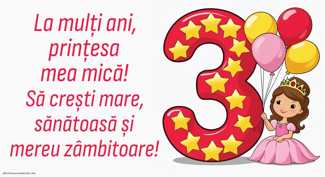 Imagini cu felicitări de LA MULȚI ANI pentru Finuța ta de 3 ani: Prințese
