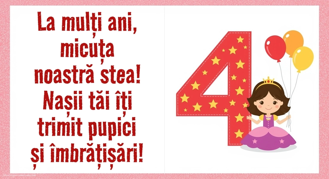 Imagini cu felicitări de LA MULȚI ANI pentru Finuța ta de 4 ani: Prințese