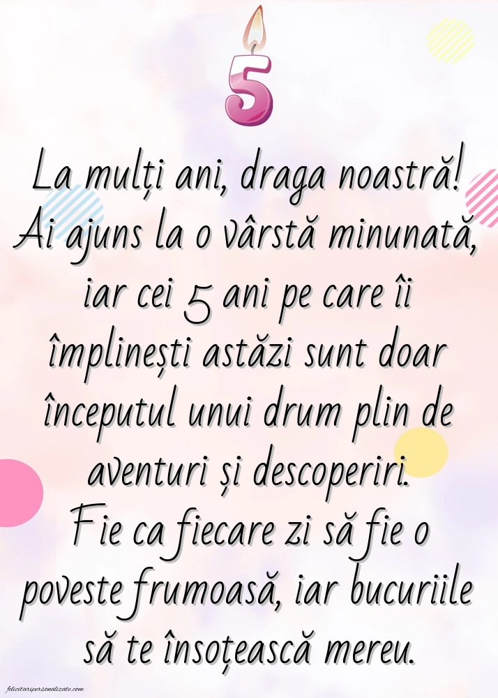 Imagini cu felicitări de LA MULȚI ANI pentru Finuța ta de 5 ani: Lumânări