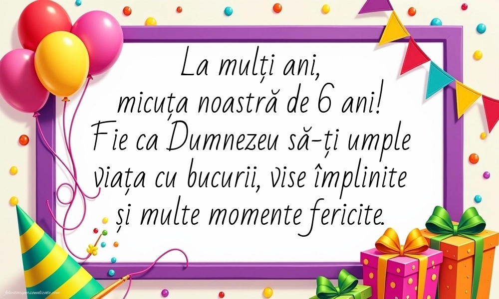 Imagini cu felicitări de LA MULȚI ANI pentru Finuța ta de 6 ani: Baloane și Cadouri