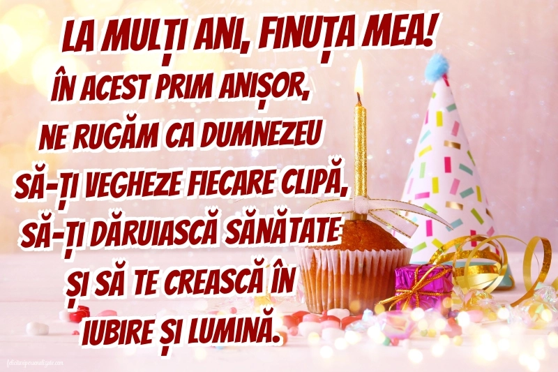Imagini cu felicitări de LA MULȚI ANI pentru Finuța ta de 1 anișor: Tort
