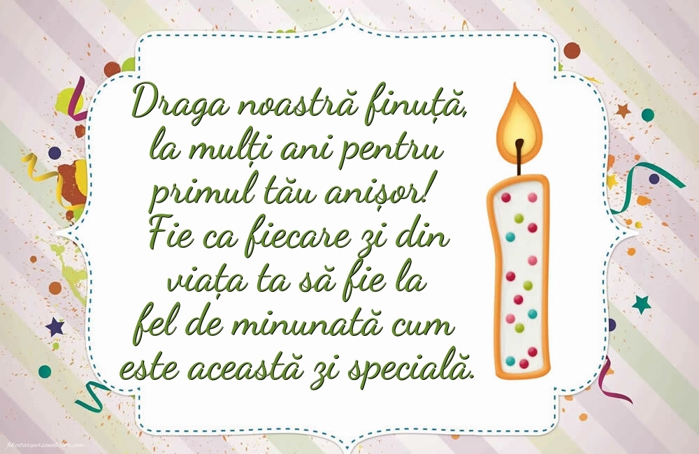 Imagini cu felicitări de LA MULȚI ANI pentru Finuța ta de 1 anișor: Lumânări