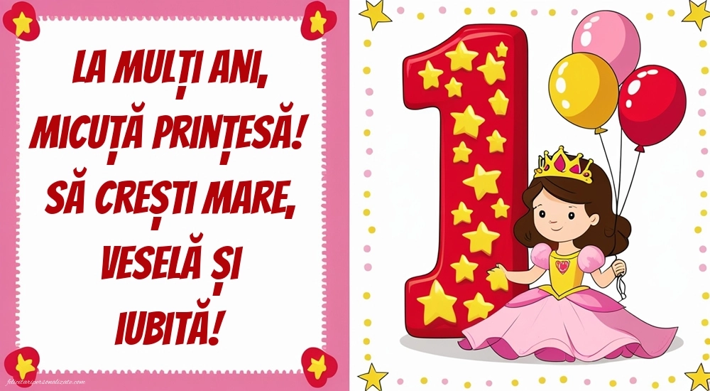 Imagini cu felicitări de LA MULȚI ANI pentru Finuța ta de 1 anișor: Prințese