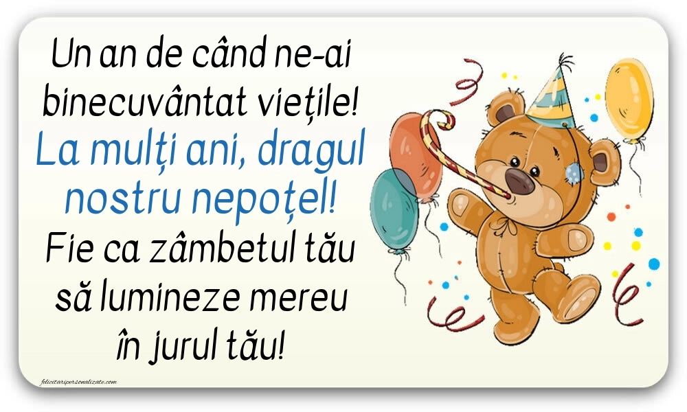Imagini cu felicitări de LA MULȚI ANI pentru nepoțel de 1 an: Baloane