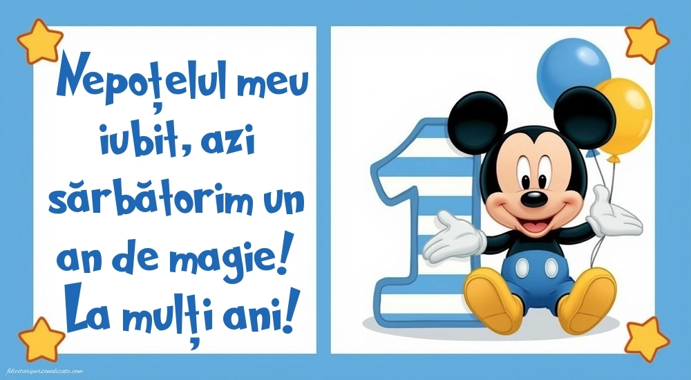 Imagini cu felicitări de LA MULȚI ANI pentru nepoțel de 1 an: Mickey Mouse