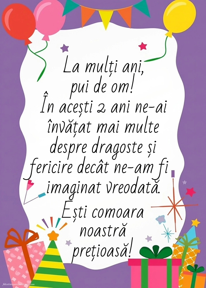 Imagini cu felicitări de LA MULȚI ANI pentru nepoțel de 2 ani: Baloane și Cadouri