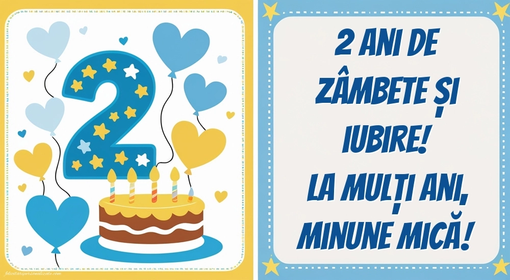 Imagini cu felicitări de LA MULȚI ANI pentru nepoțel de 2 ani: Tort și inimioare
