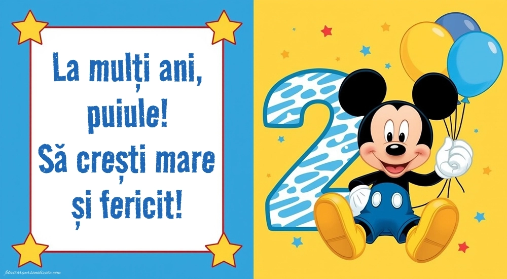 Imagini cu felicitări de LA MULȚI ANI pentru nepoțel de 2 ani: Mickey Mouse