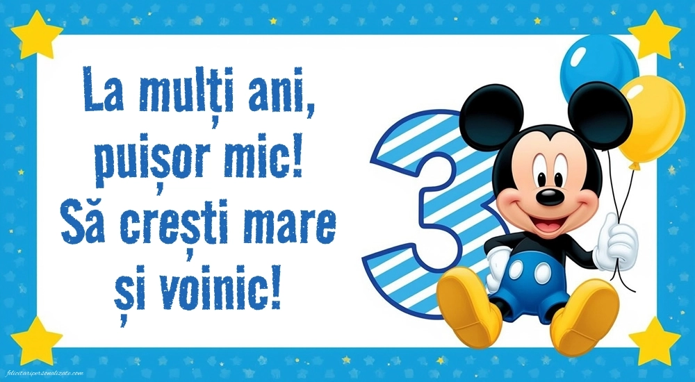 Imagini cu felicitări de LA MULȚI ANI pentru nepoțel de 3 ani: Mickey Mouse