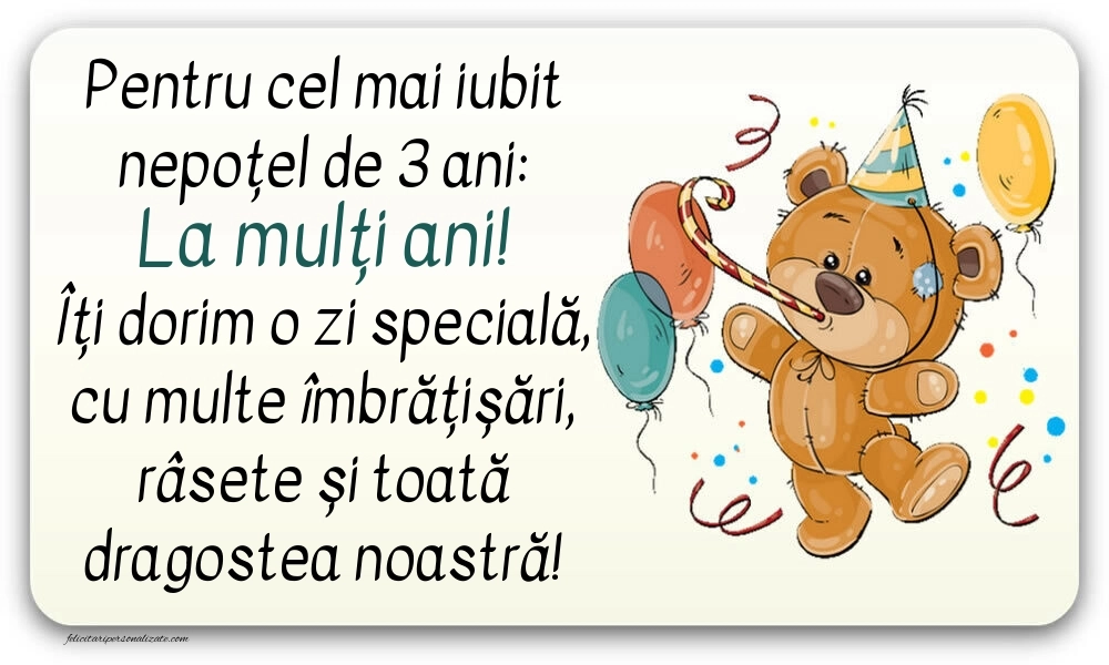 Imagini cu felicitări de LA MULȚI ANI pentru nepoțel de 3 ani: Baloane