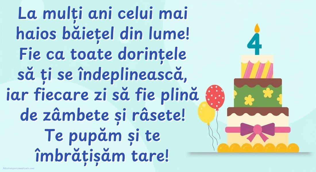 Imagini cu felicitări de LA MULȚI ANI pentru nepoțel de 4 ani: Tort