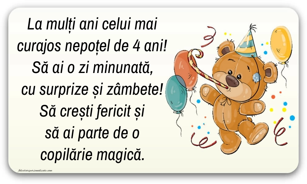 Imagini cu felicitări de LA MULȚI ANI pentru nepoțel de 4 ani: Baloane