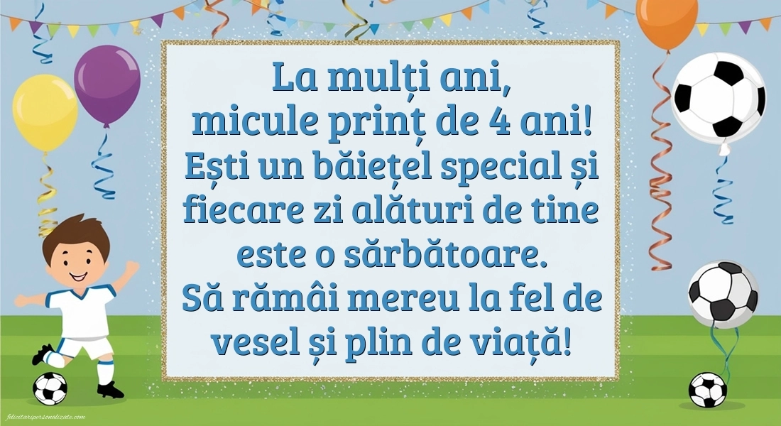 Imagini cu felicitări de LA MULȚI ANI pentru nepoțel de 4 ani: Fotbal