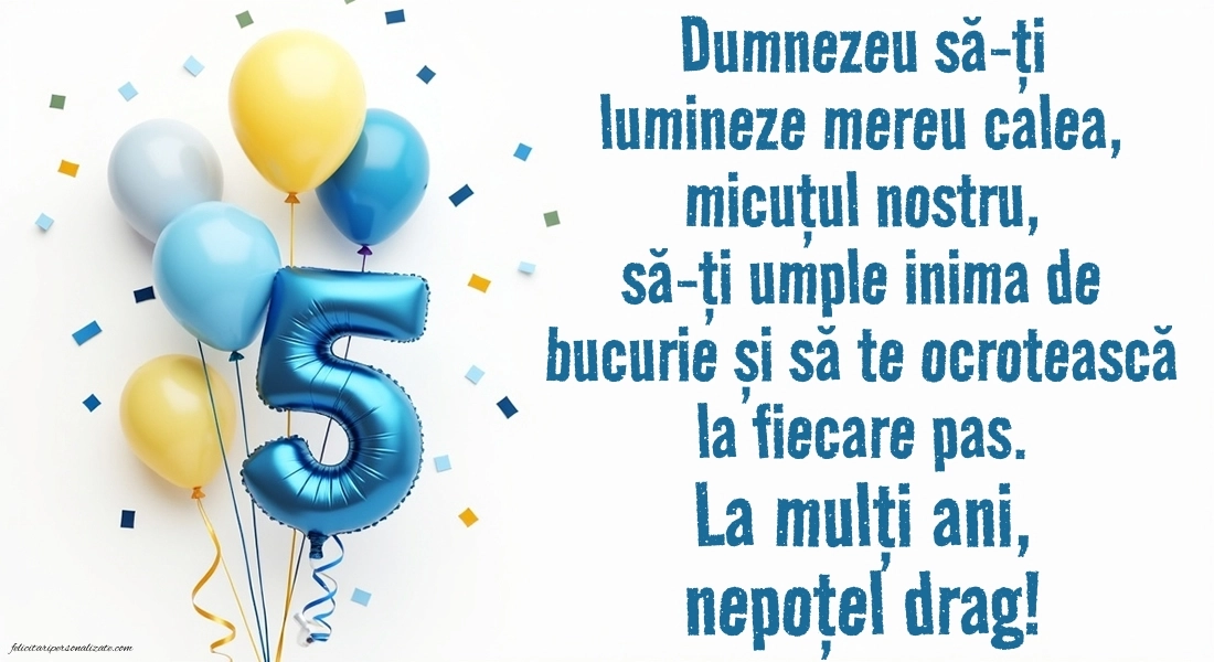 Imagini cu felicitări de LA MULȚI ANI pentru nepoțel de 5 ani: Baloane