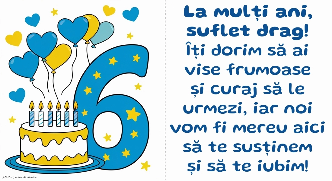 Imagini cu felicitări de LA MULȚI ANI pentru nepoțel de 6 ani: Tort și inimioare