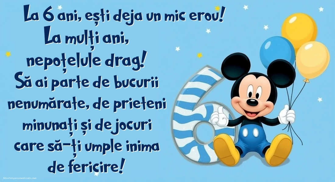 Imagini cu felicitări de LA MULȚI ANI pentru nepoțel de 6 ani: Mickey Mouse