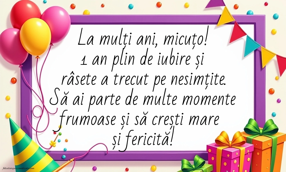 Imagini cu felicitări de LA MULȚI ANI pentru nepoțică de 1 an: Baloane și Cadouri