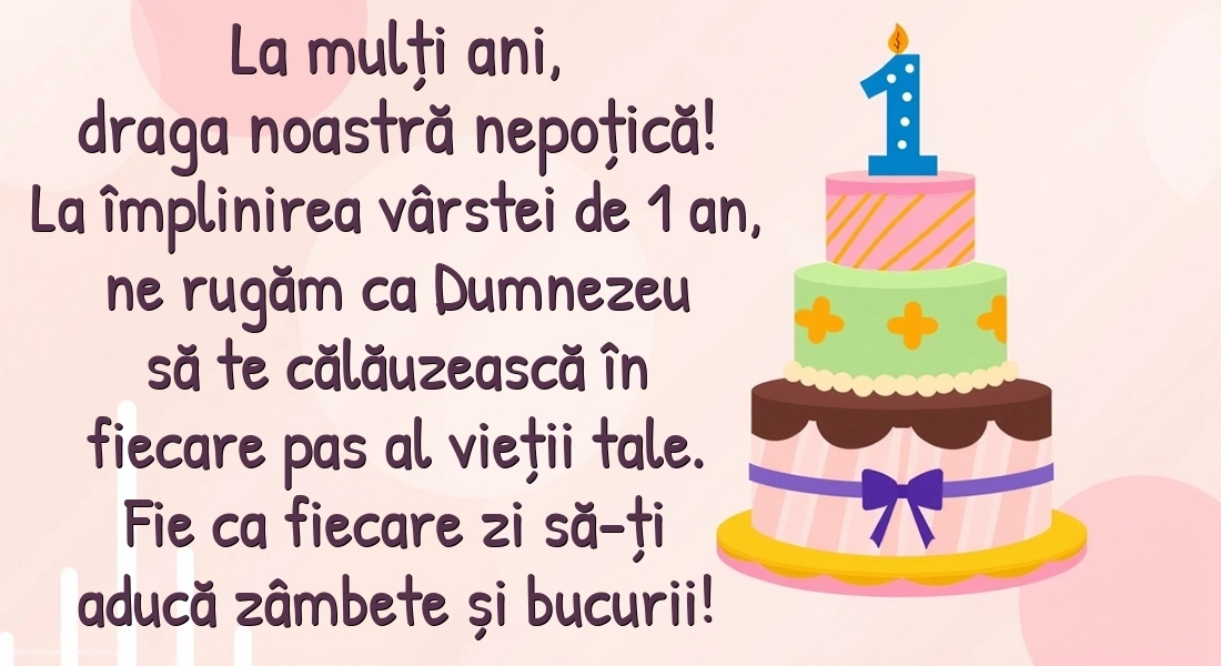 Imagini cu felicitări de LA MULȚI ANI pentru nepoțică de 1 an: Tort