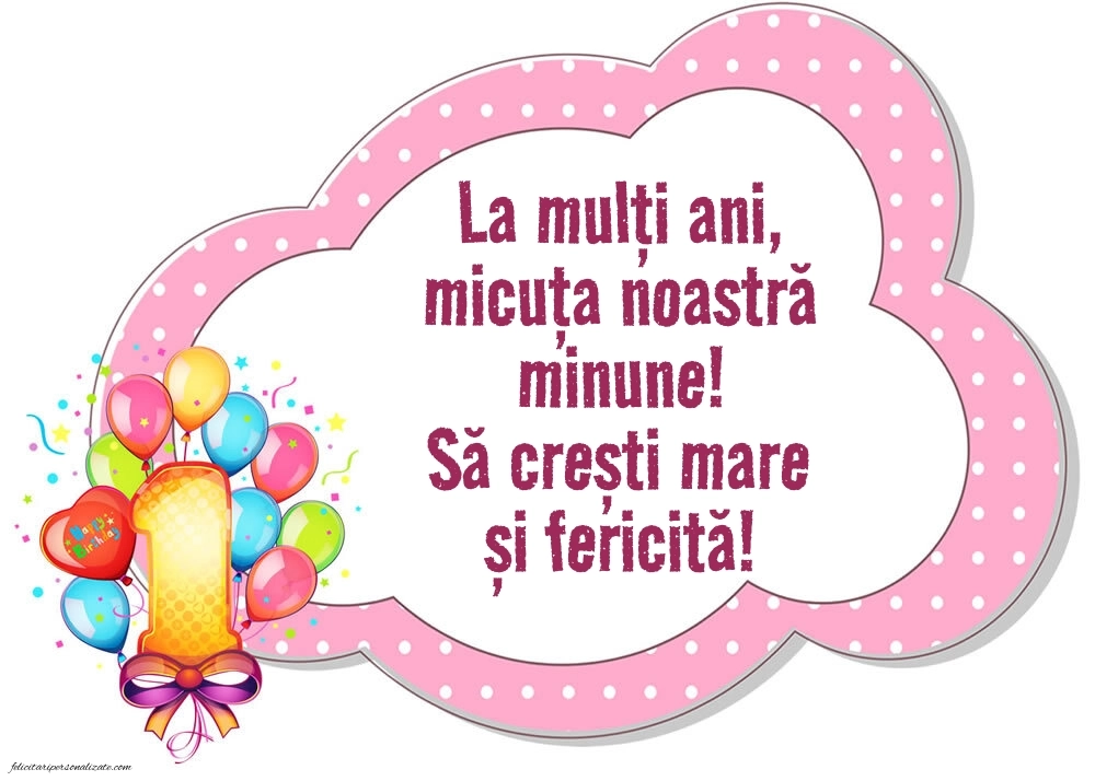 Imagini cu felicitări de LA MULȚI ANI pentru nepoțică de 1 an: Baloane